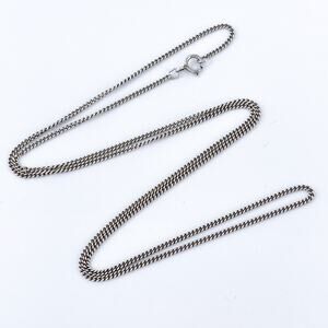 Vintage Sterling Silver 925 0.8mm Curb Chain Necklace 19.5”